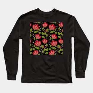 Pattern with Vintage Floral Motifs Long Sleeve T-Shirt